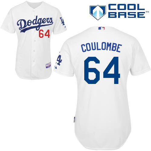 Daniel Coulombe #64 MLB Jersey-L A Dodgers Men's Authentic Home White Cool Base Baseball Jersey